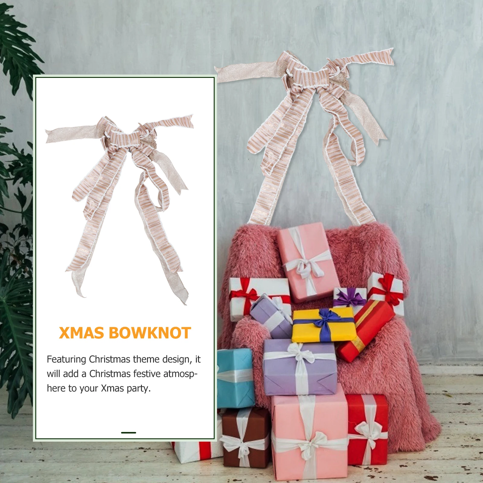 

1pc Christmas Tree Topper Bow Xmas Party Decor Rose Polyester Festive Holiday Decoration Easy Storage Gift