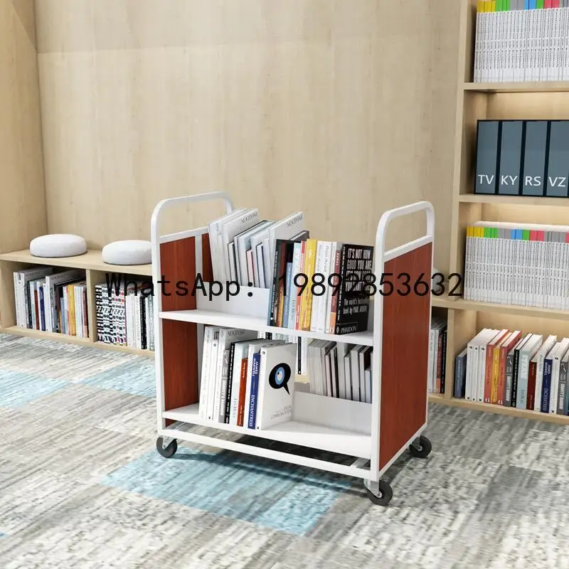 CZ  Cart Library Bookstore Book Transport Silent Two-Layer Three-Layer V-Type W-Type Archive Room Book Cart Two-Step Book Ladder