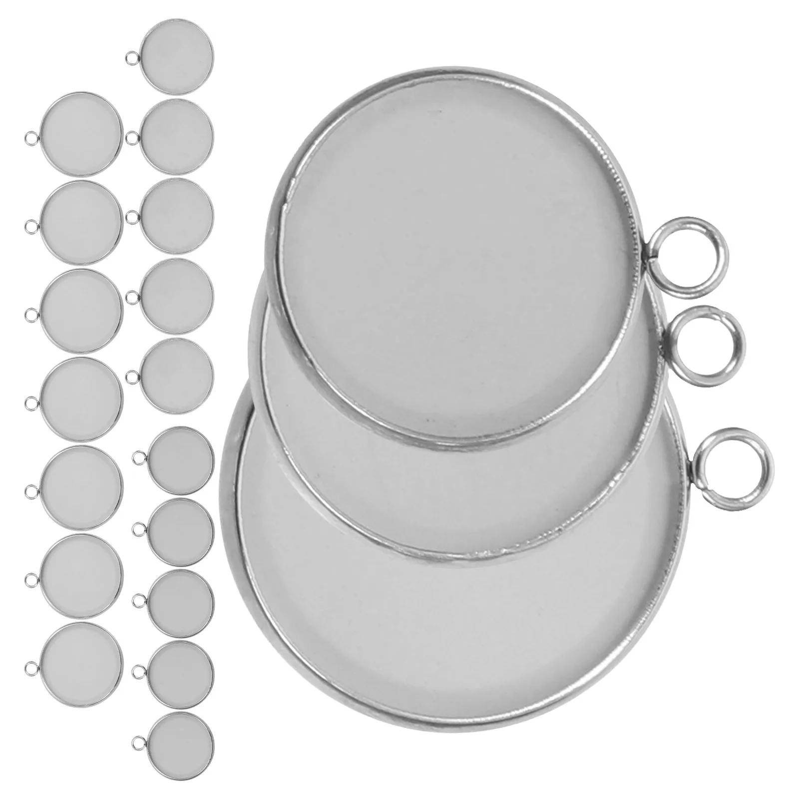 

60Pcs Round Bezel Trays Stainless Steel Pendant Bases for DIY Jewelry Making Necklaces Bracelets Craft Accessories Supplies