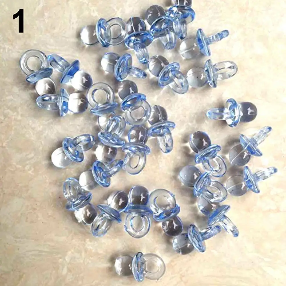 50Pcs Mini Acrylic Pacifiers Transparent Pacifiers Pendant Cake Decoration DIY Jewelry Baby Shower Birthday Party Decorations