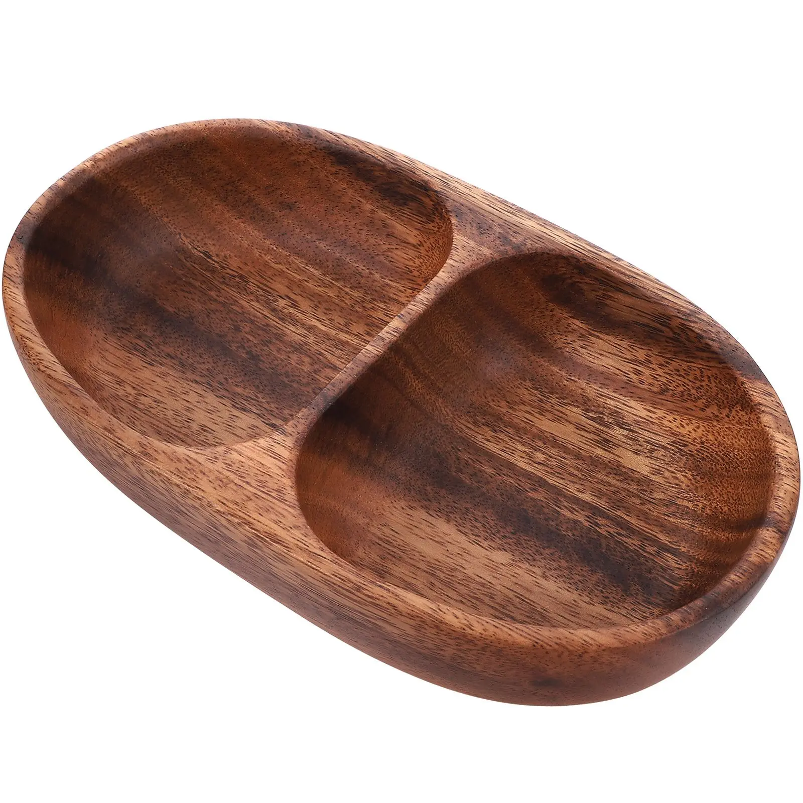 

Wooden Compartment Fruit Bowl 21x12x4.5cm Anti Skid Bottom Kitchen Home Supplies Snack Container Salad Dish