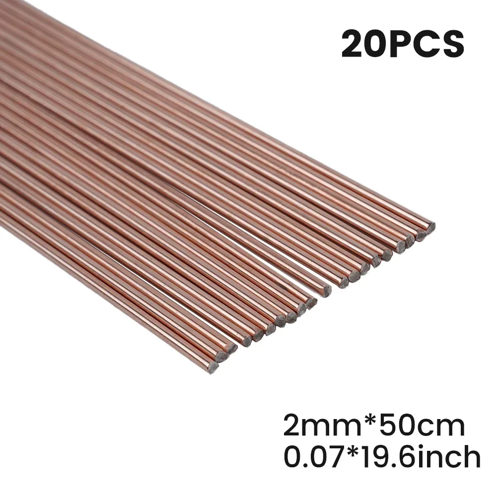 20PCS 2mmx50cm Brass Brazing Welding Rod Phosphorus Copper Electrode Welding Wire Soldering Rod Bronze No Need Solder Powder