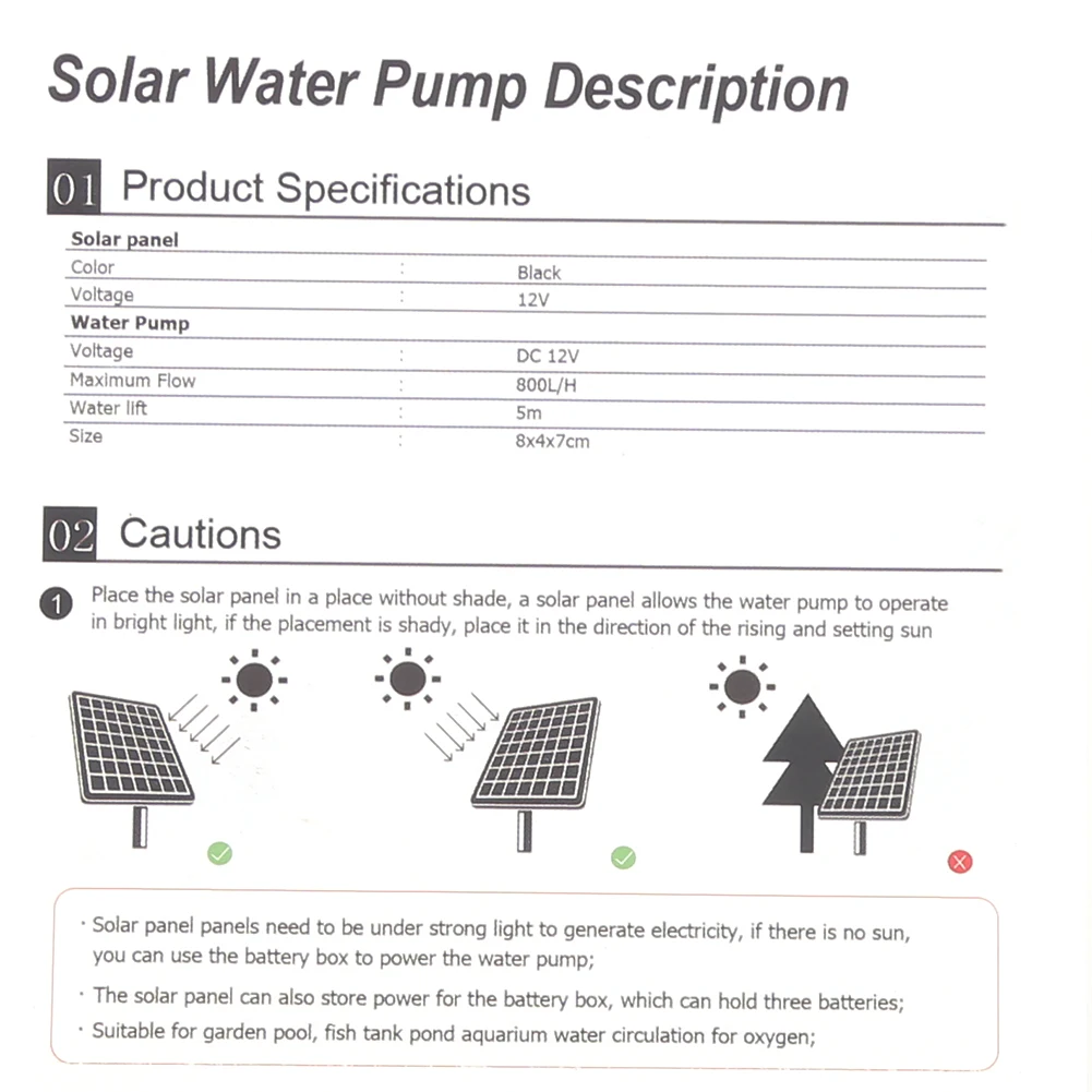 Mini Water Sprinkler Sprayer 18V 30W Garden Decoration Solar Panel Fountain Watering System Energy Saving Kits for Fish Tank
