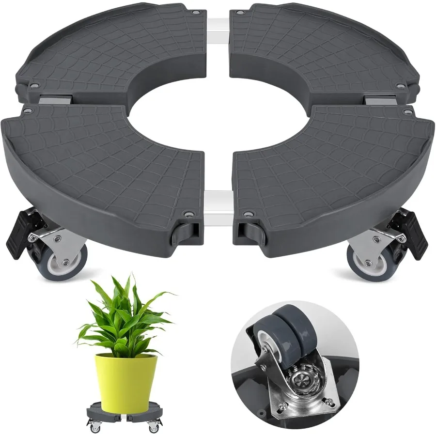 

ToLanbbt Plant Caddy Stand with 360° Wheels Adjustable 15-22 Inch Rolling Plant Stand Heavy Duty Large Plant Cart Dolly with Ca