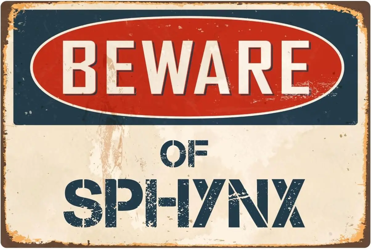 Beware Of Sphynx 8” x 12” Vintage Aluminum Retro Metal Sign VS398 sign