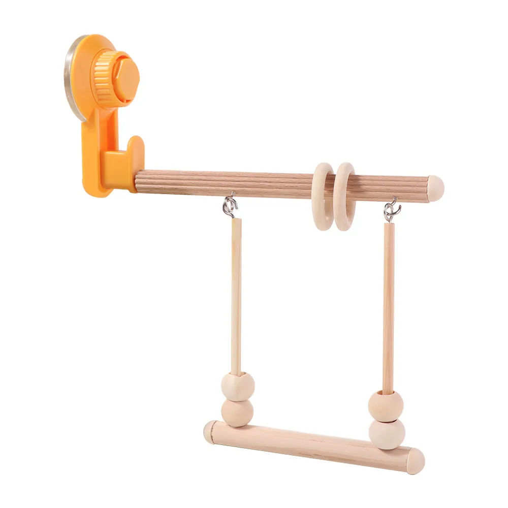 Grinding Perch Suction Cup Parrot Stand Suspended Wall Toy Bird Perch with Stand Pole Wooden Parrot Training Rack Window