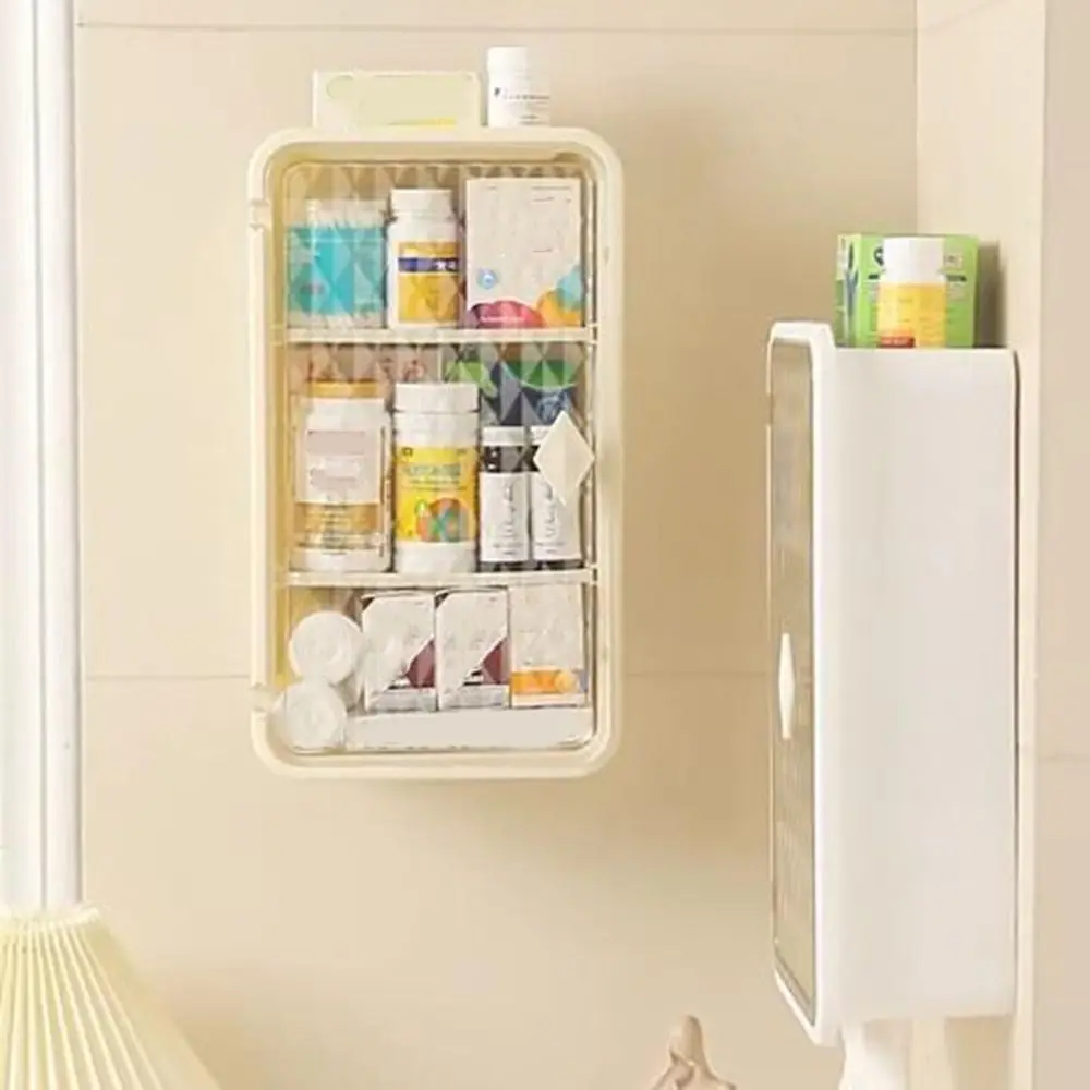 

Plastic Cosmetic Storage Box Wall Mounted Large Capacity Extractable Tissue Box Space Saving Dustproof Medicine Storage Box