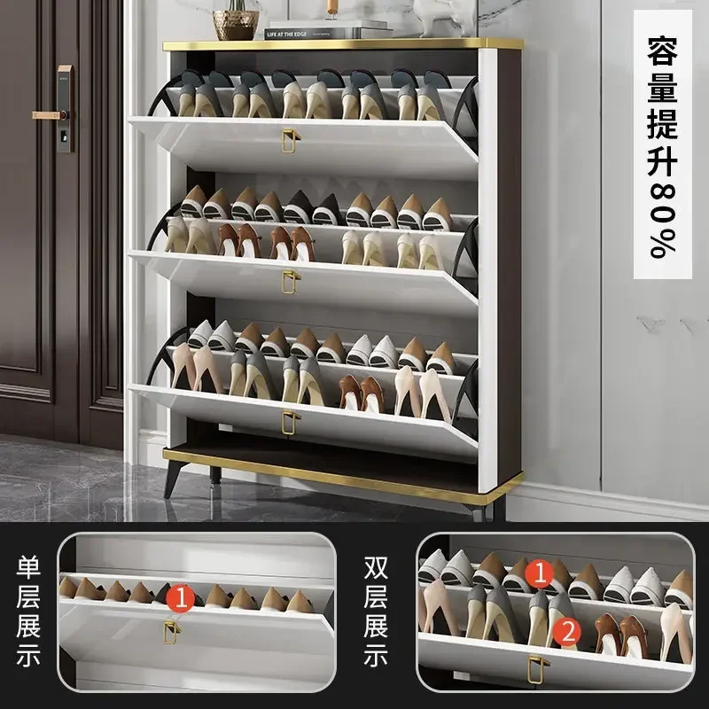 Light luxury ultra-thin flip shoe cabinet 17cm household mouth simple and economical large capacity with drawers small shoe rack