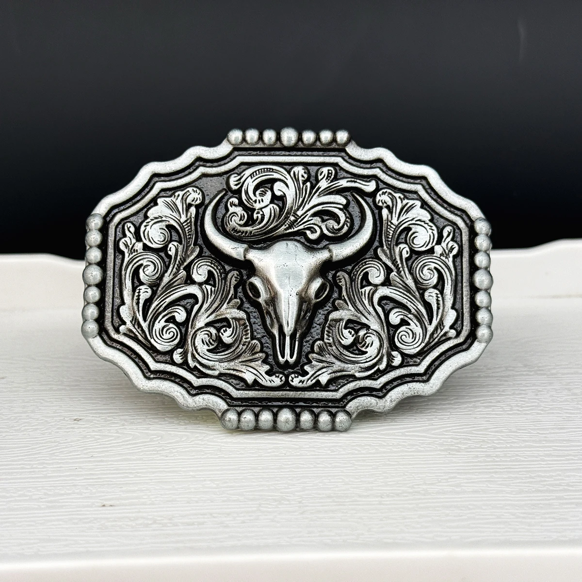 1pc Western Vintage Distressed Belt Buckle - Smooth Exquisite Carving with Bull & Flying Eagle Novelty Pattern - view 5