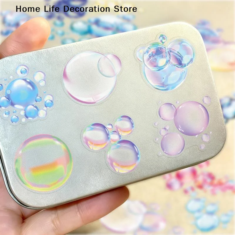 【H】2PCS Colorful Iridescent Bubble Wall Decals, Peelable Waterproof, Perfect For Kids Bedroom Bath Party Decor