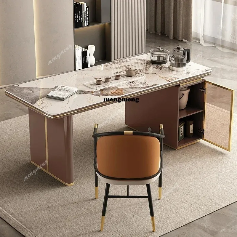 Premium Light luxury rock slab tea table,  multi-functional office, high-end reception negotiation, tea table and chair