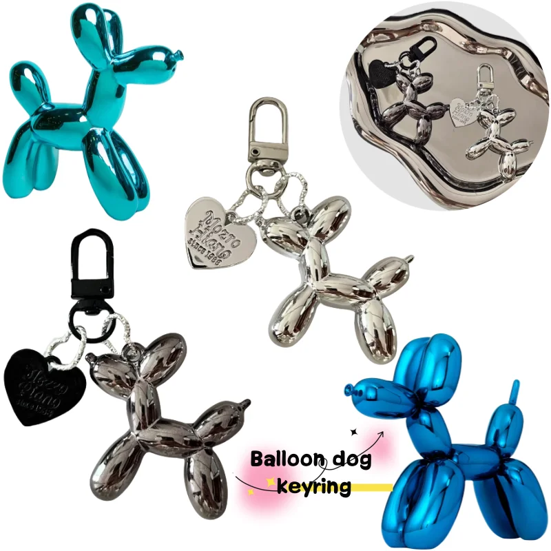 New Balloon Dog Keychain Creative High Value DIY Anime Cute Silver Plated Couple School Bag Pendant Birthday Gift Wholesale