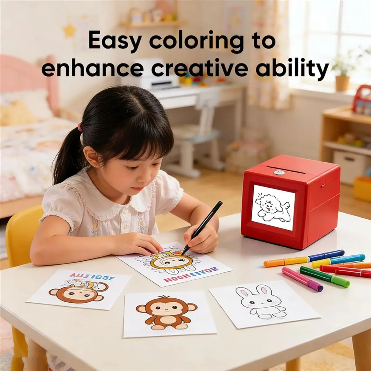 A72U Smart AI Voice Printer Machine,Portable Mini Sticker Printer Inkless Thermal Stickerbox Printer for Kids White