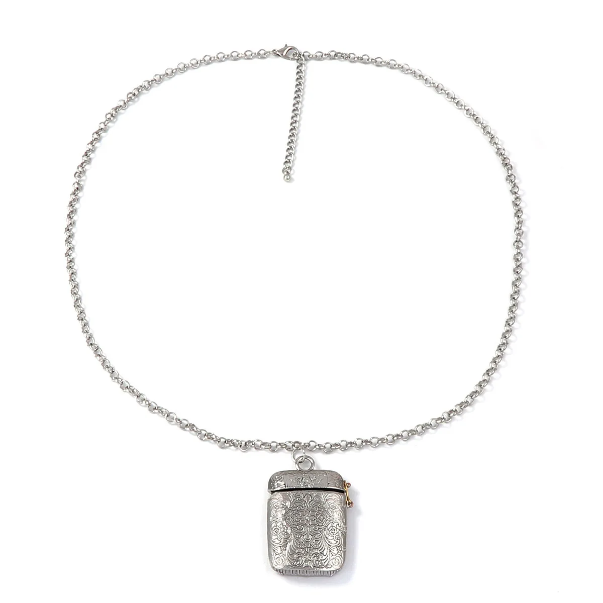 ZAA Metalllegierung Schnitzerei Textur Quadratische Box Anhänger Halsketten für Frauen Langhals Schmuck Mode Urlaub Party Zubehör Geschenke – Detail 6