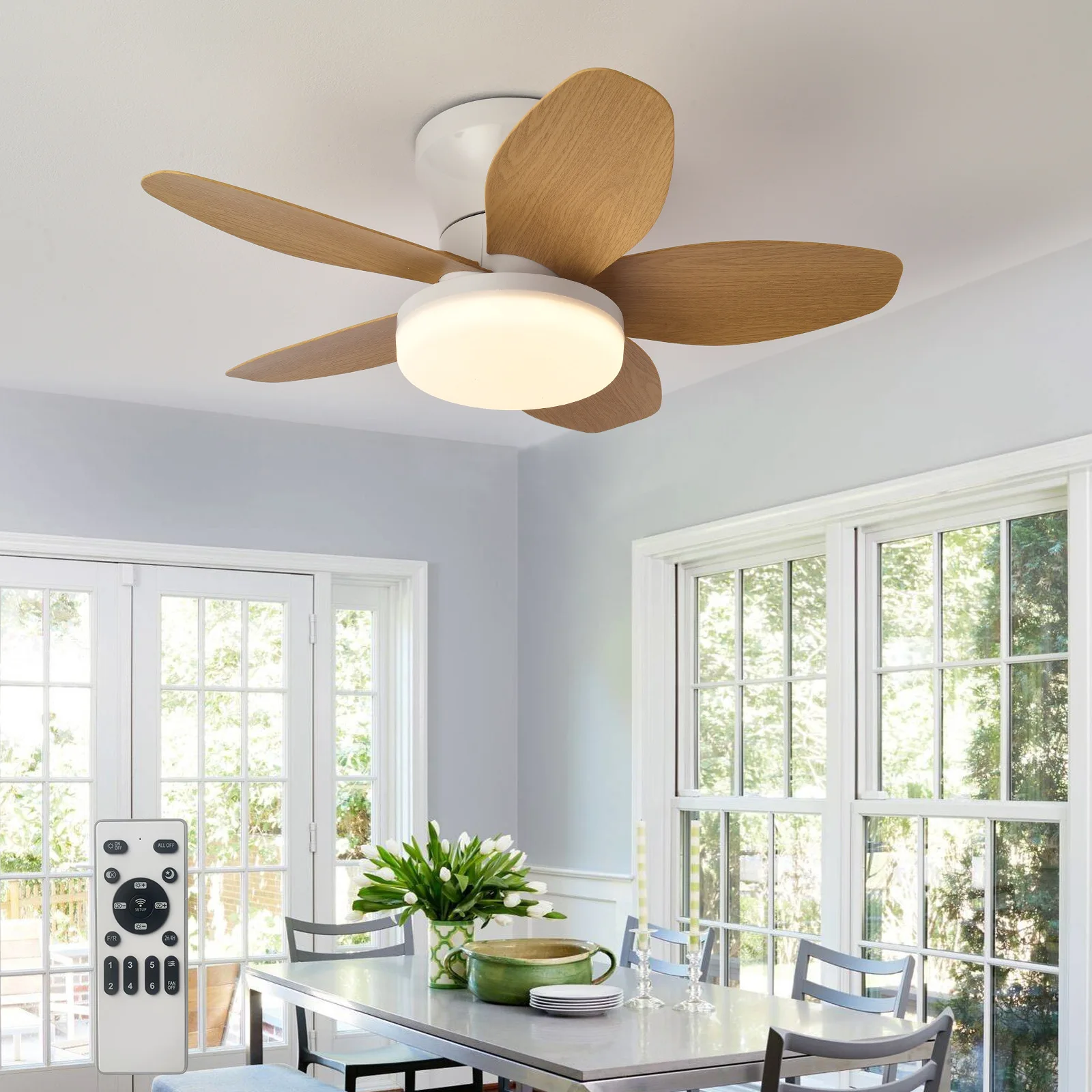 Retro Ceiling Fan Light New Arrival Mute Inverter Chandelier Modern Home Dining Room Decor LED Ventilator Lamp