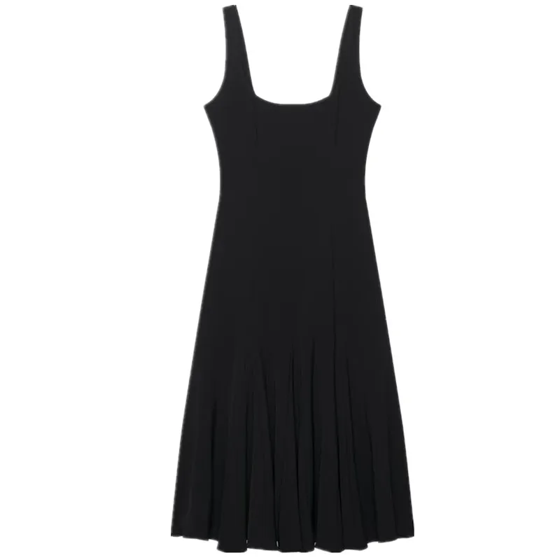 ฤดูร้อน 2025 ใหม่ผู้หญิงยาวกว้างสายคล้องไหล่สแควร์ Midi Dr เดินทาง Sle Svel วัสดุอื่นๆ 00%