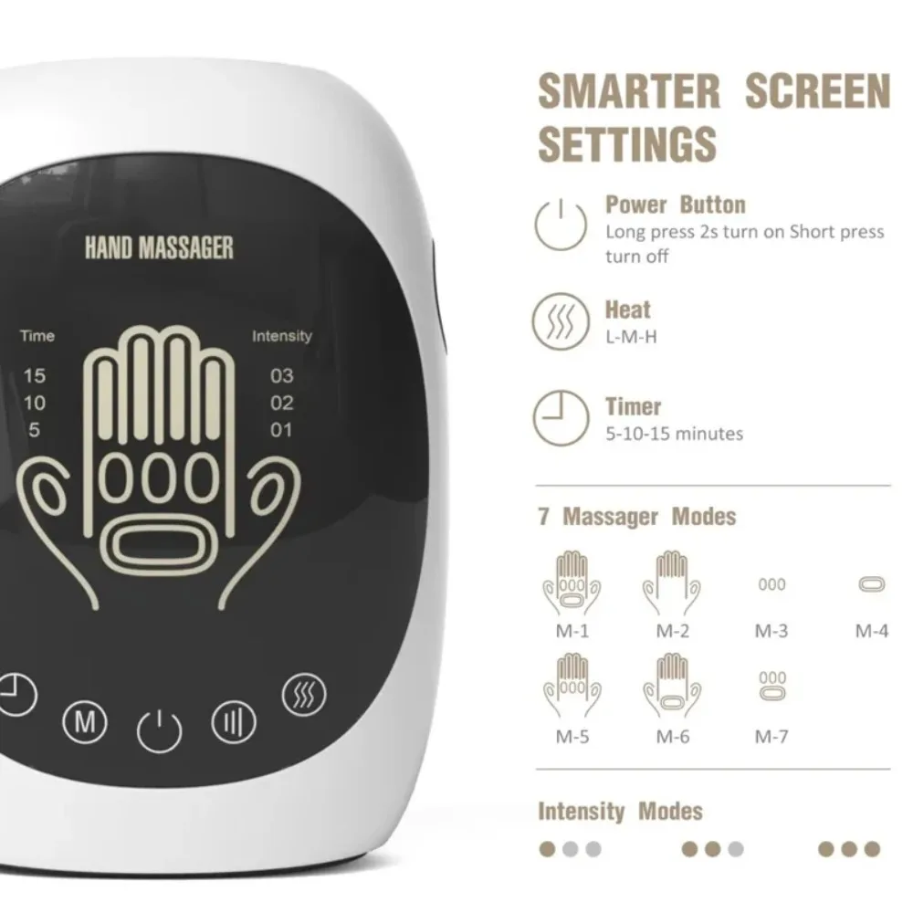 

Электрический точечный массажер для облегчения боли в руках, беспроводной ручной массажер для запястного туннеля с тепловым сжатием