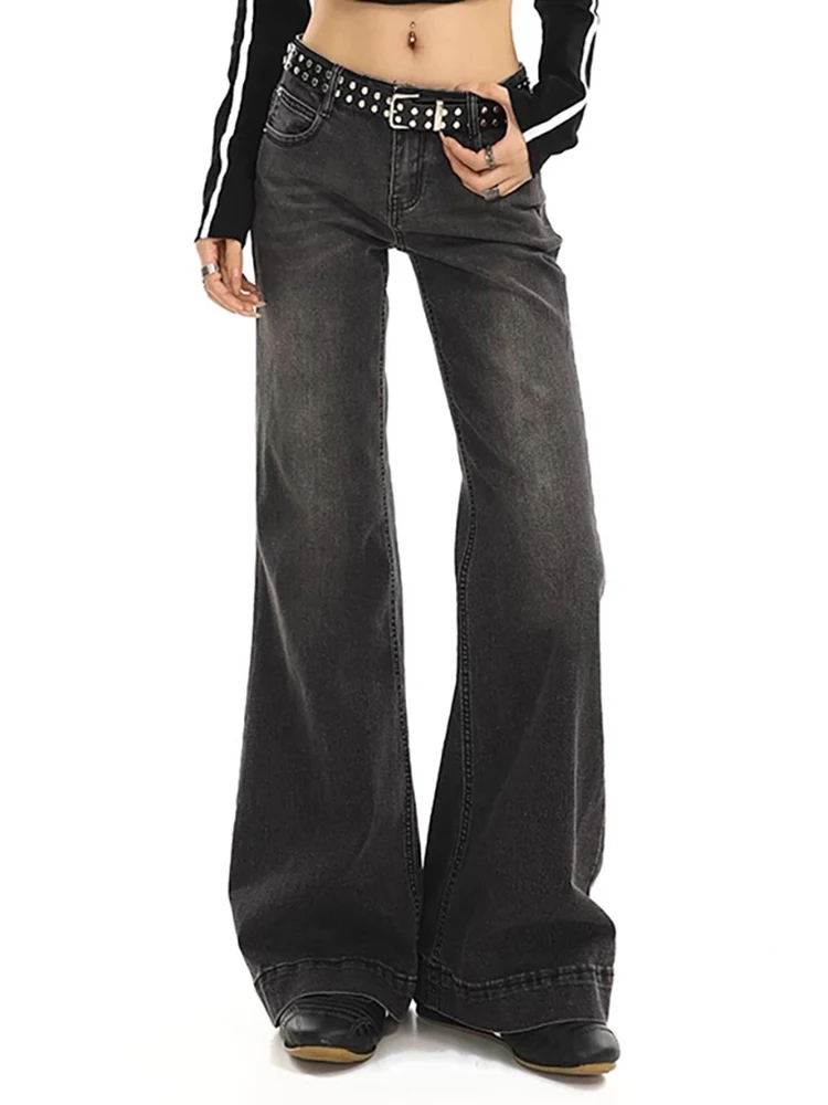 

Y2K Брюки-подковы Женские потертые винтажные джинсовые брюки в стиле ретро, эластичные облегающие расклешенные брюки с эффектом похудения, длинные брюки