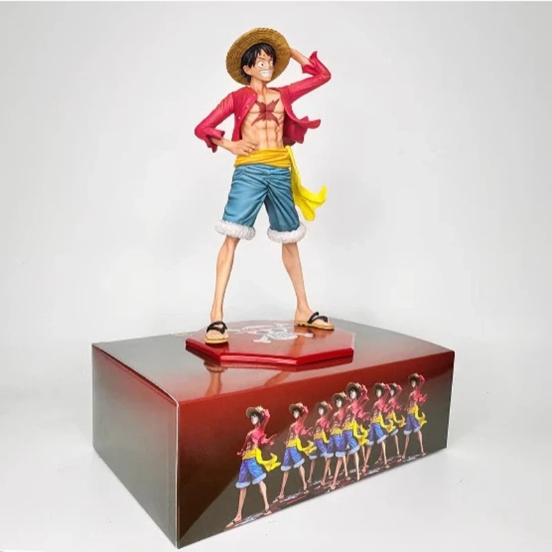 New 24cm One Piece Anime Figure Confident Smiley Luffy Three Form Face Changing Doll Action Figurine Model Toys Kits