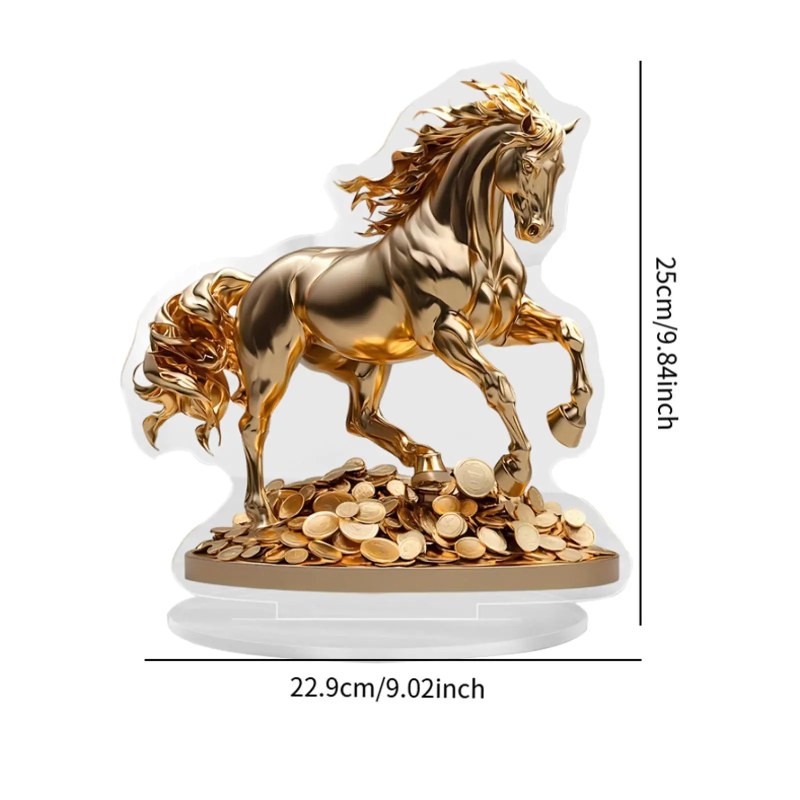 2D Flat Horse Plaque Housewarming Gift Acrylic Desktop Ornament Table Decor for Window Dining Room Fireplace Kitchen Walkway