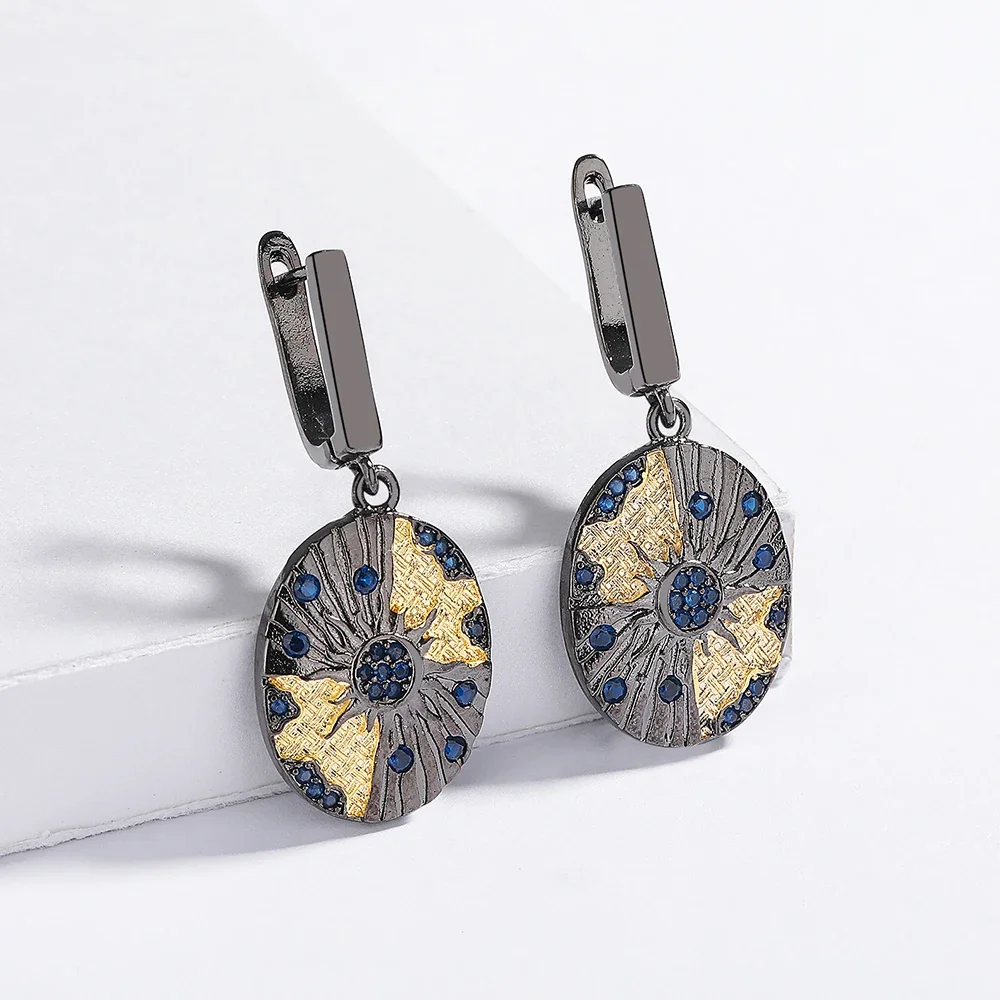 High Quality Black Gold Jewelry For Women 925 Silver Fashion Star Moon Zircon Jewelry Anniversary Gift