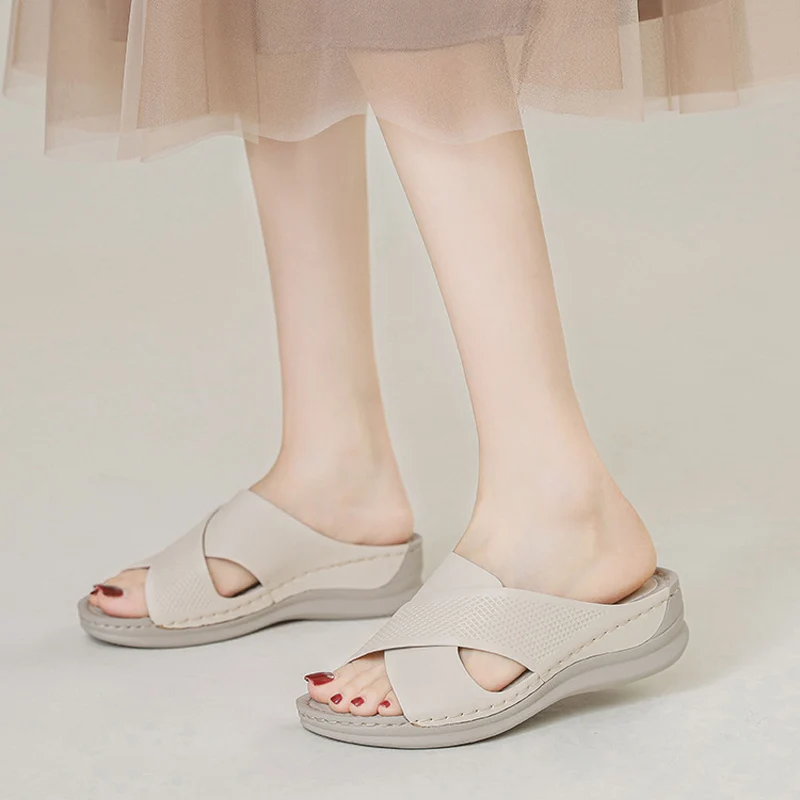 Summer Women Wedge Sandals Premium Orthopedic Open Toe Slippers Casual Low Heels Sandalias Female\'s Platform Lightweight Shoes