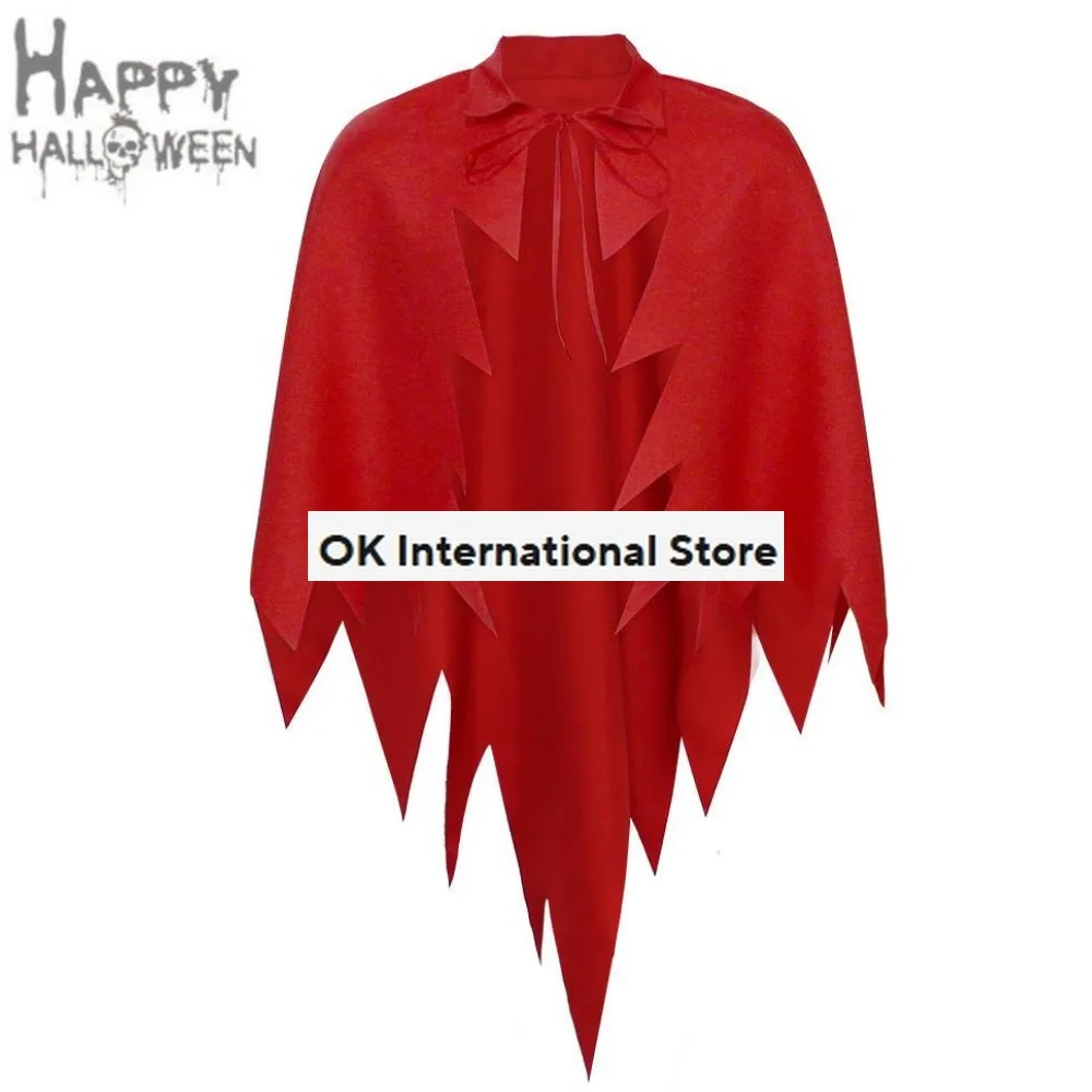 Halloween Cloak Cosplay Costume Irregular Hem Dovetail Style Red Shawl Adult Man Woman Christmas Carnival Suit