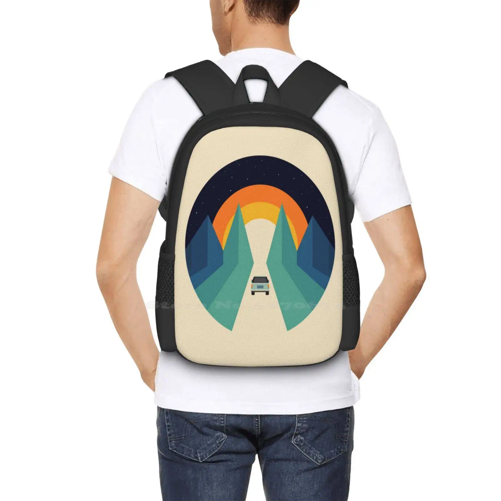 Wonderful Trip Hot Sale Backpack Fashion Bags Road Trip Wonderful Break Vocation Rainbow Universe Cute Fun Happy Smile Lovely