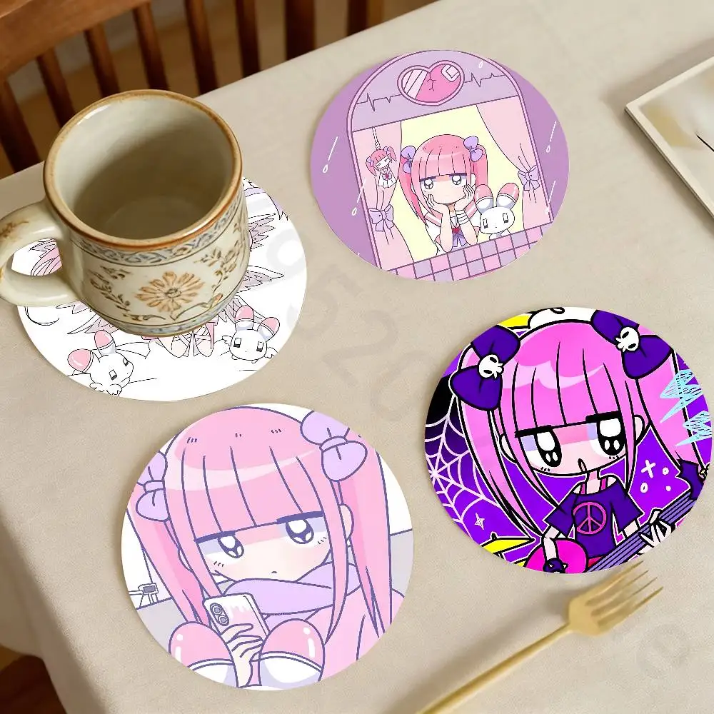 

Menhera Chan Girl Wooden Theme Desktop Heat Mats Home Decor Coffee Mug Coasters For Office Restaurant