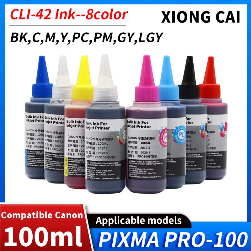 8Color 1set Cli-42 Cartridge Refill Dye Ink Compatible for Canon CLI 42 CLI42 Ink for Canon Pixma Pro-100 Pro100 Printer 100MLX8