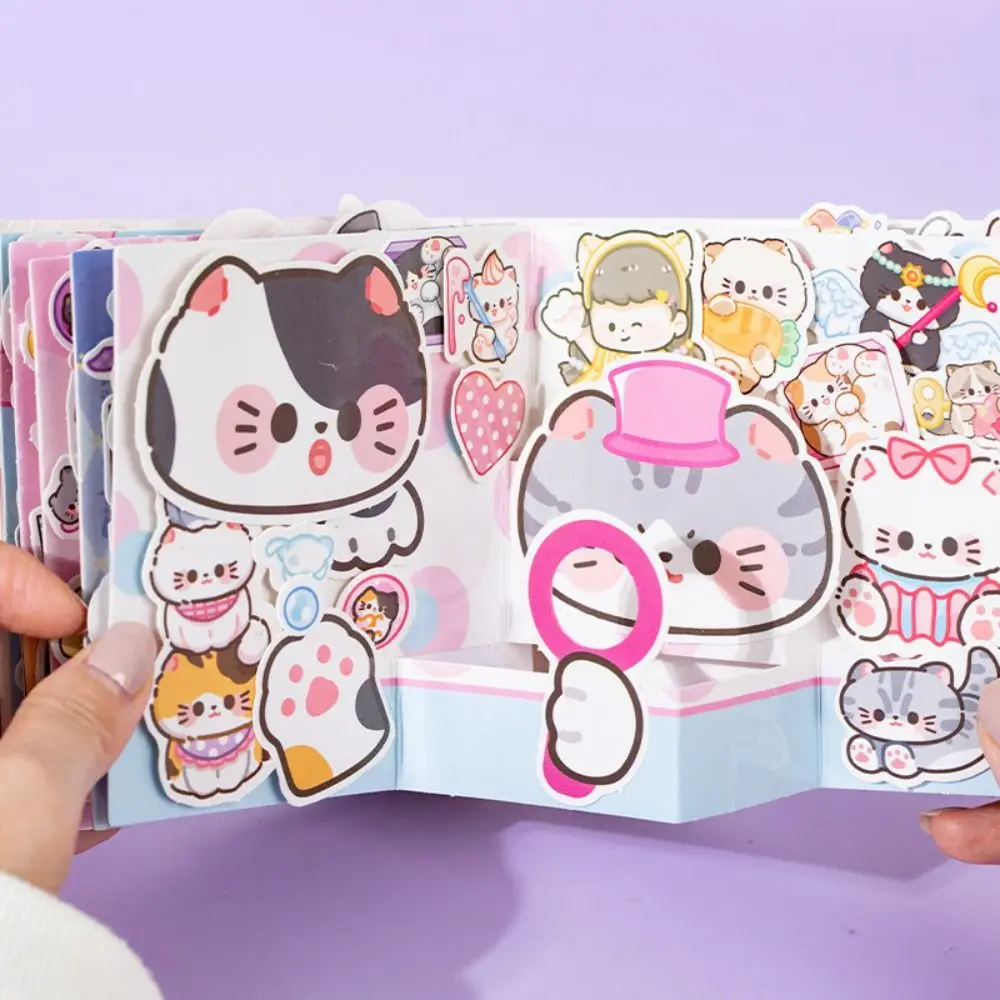 Handmade Kitty Quiet Book Toys Cartoon Anime Activity Books DIY Kids Busy Book Toy Hand Ledger Toy Cat Sticker Book Toddlers