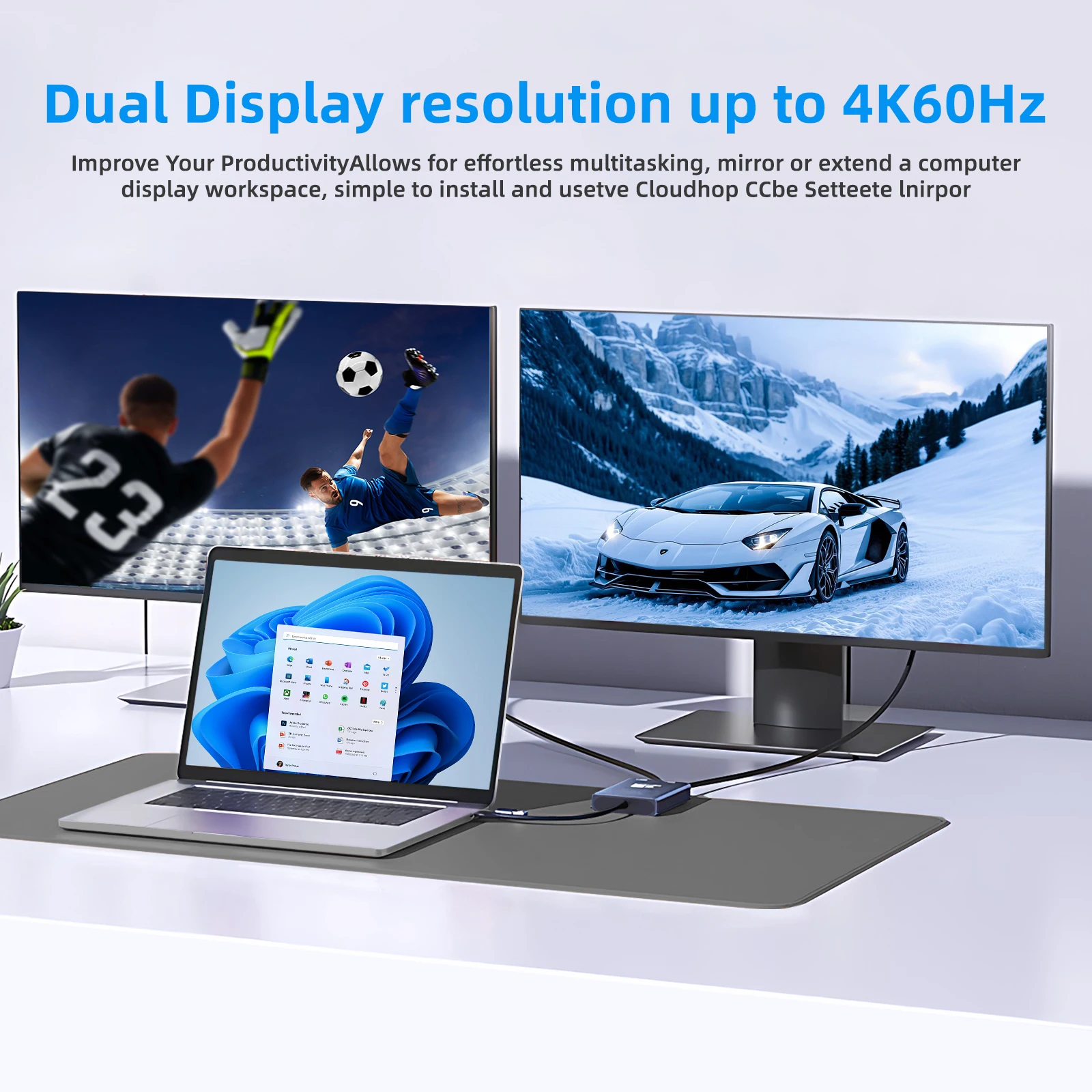 USB-C to HDMI 4K60Hz Dual Monitor Adapter,DisplayLink Adapter Support Multi-Screen Switching, USB 3.0 and HDCP 1.4
