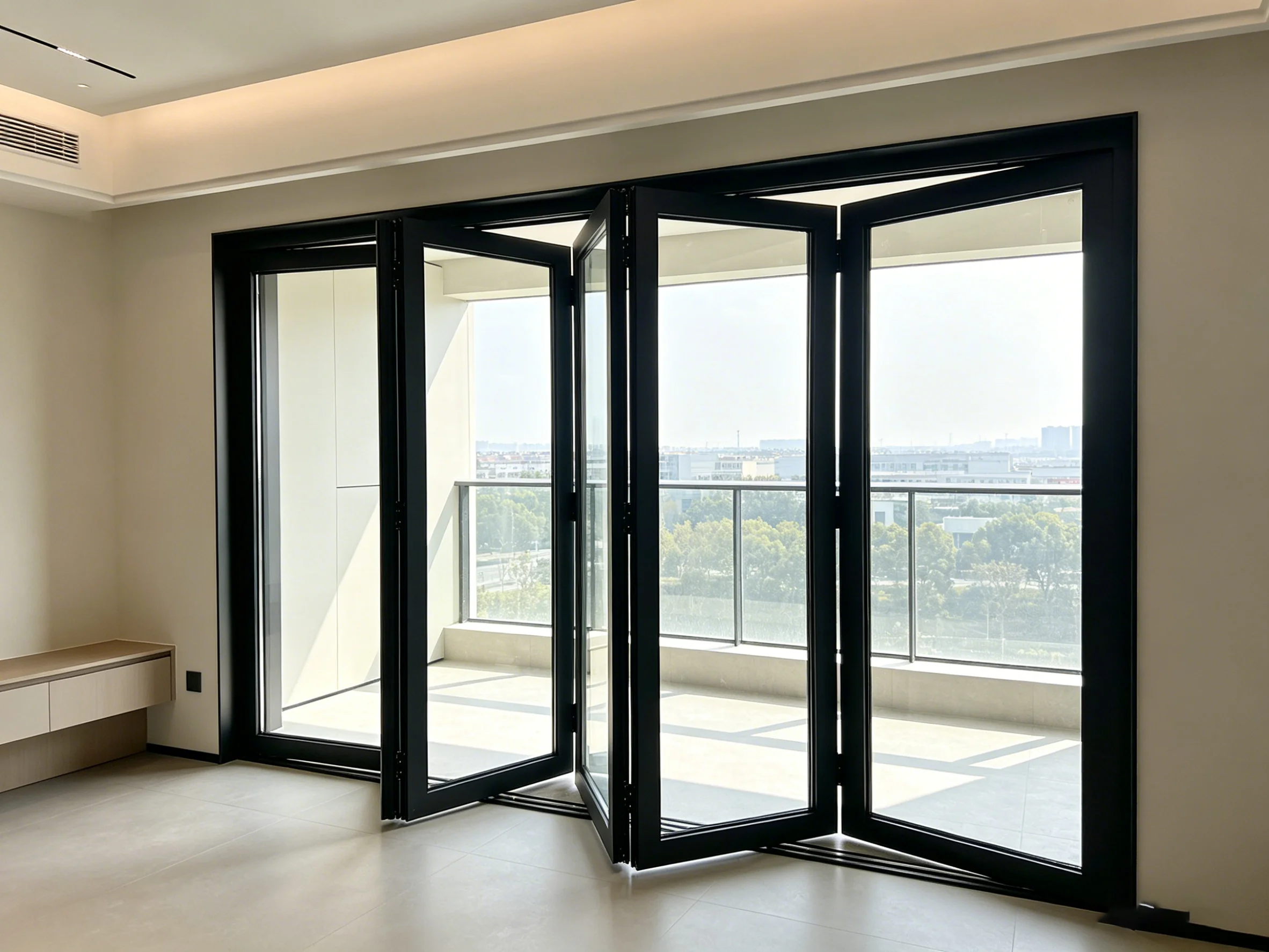 High End Coffee Shop and Household Folding Door Fashionable Exterior Design Accordion Doors UV Protective Stacking Doors