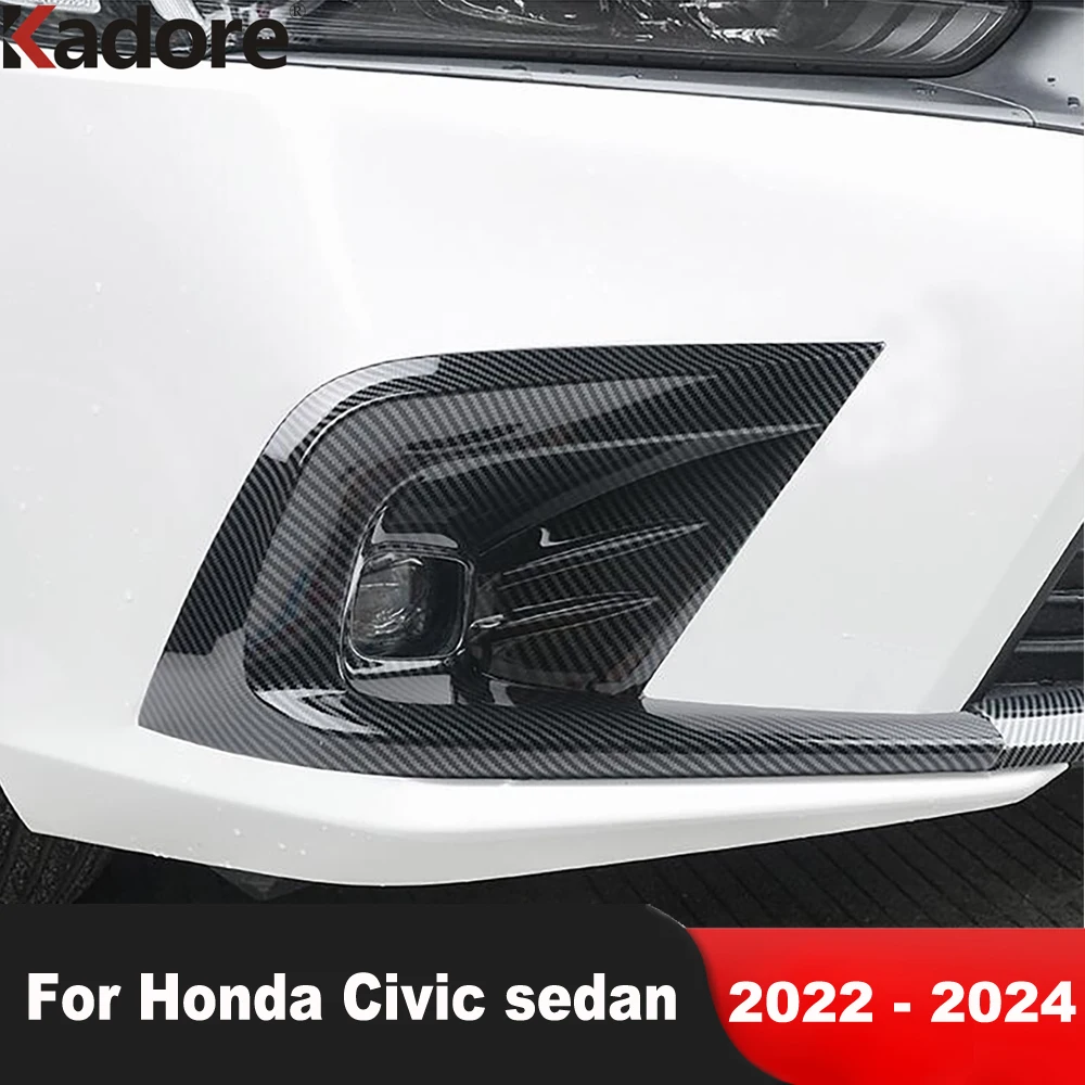 

Для Honda Civic 11th Sedan 2022 2023 2024 Автомобильная передняя противотуманная фара из углеродного волокна, крышка лампы, накладка на фару, рамка, аксессуары