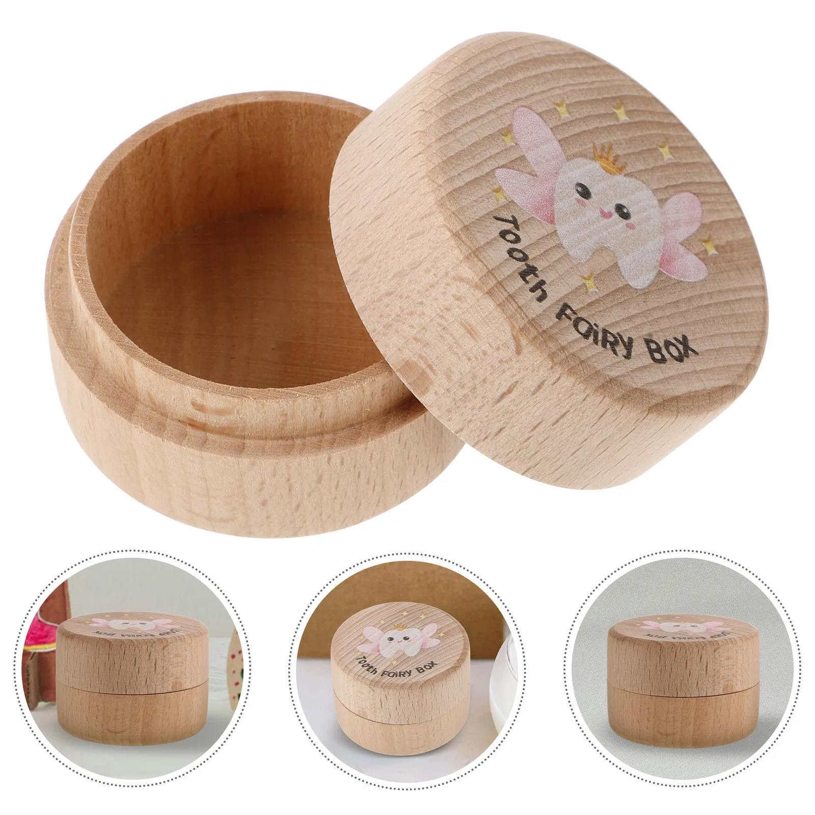 Baby Tooth Box Wooden Large Capacity Smooth Safe Craftsmanship Kids First Tooth Holder Fetal Hair Storage Box Teeth