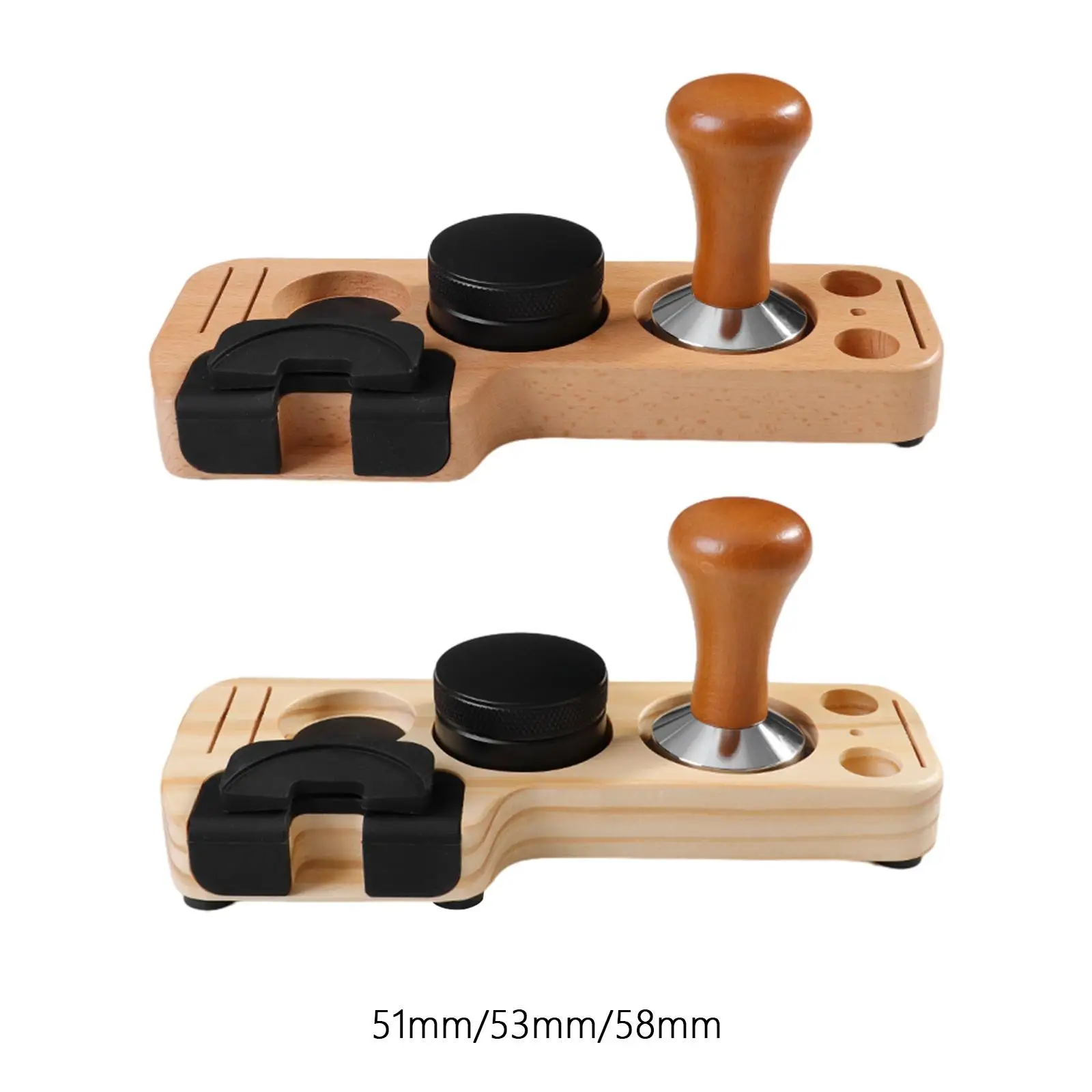 

Wood Coffee Filter Tamper Holder Kits Partitioned Storage Espresso Tamper Station for Counters Tearoom Baking House Kitchens