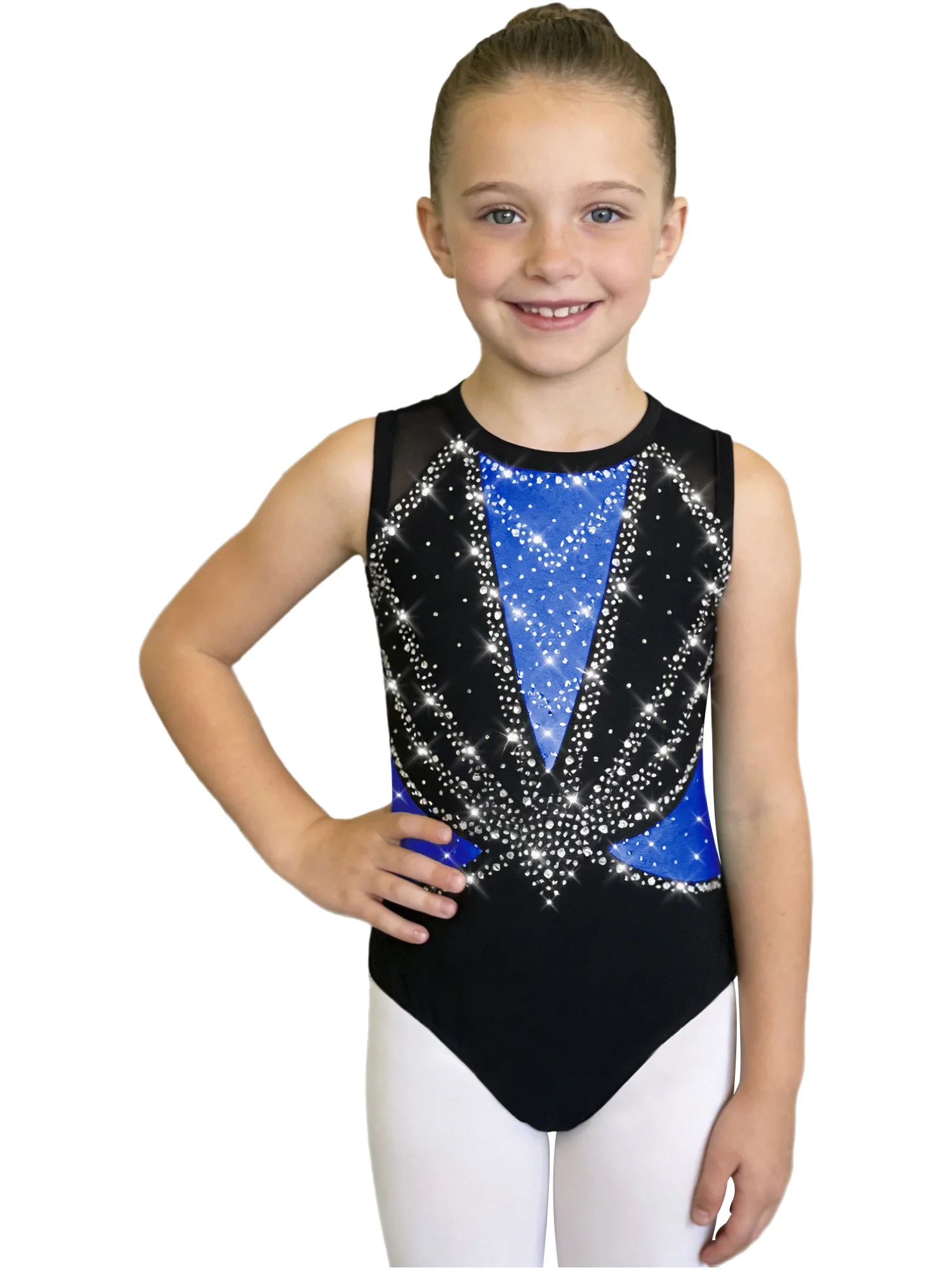 Maillot de Ballet à strass brillants pour enfants filles, justaucorps métallique, gymnastique artistique, Costume de spectacle de patinage artistique