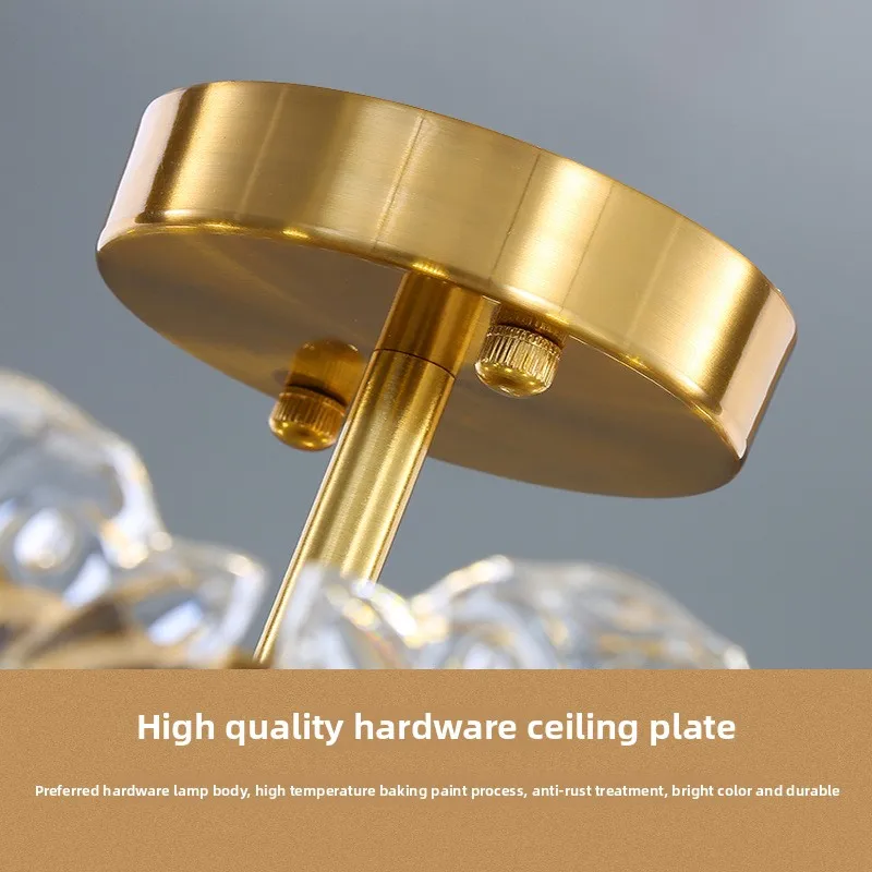 ضوء سقف زجاجي كريستالي حديث مستدير فاخر وبسيط على الطراز الفرنسي لغرفة النوم وممر غرفة الطعام #4