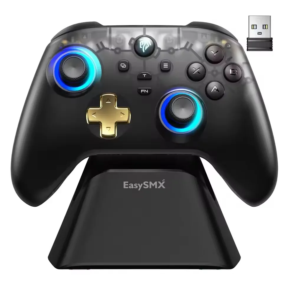 

Wireless Gaming Controller Gamepad for PC/Switch/TV/Phone with Charging Dock RGB Hall Effect Joysticks Triggers Game Accessory