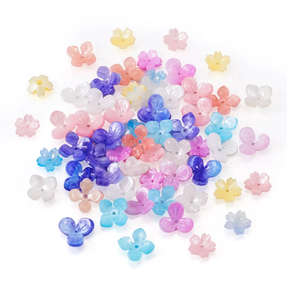 72Pcs Resin Bead Caps Flower End Caps Loose Spacer Charm Bead for Jewelry Making DIY Bracelet Necklace Earring Craft