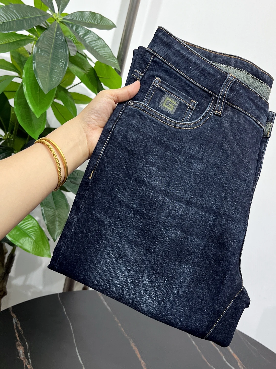 

Retro Waed Straight Leg Men's Casual Breathable Jeans Cotton Blend Fabric mid Waist Zipper Fly Busin Casual Sle