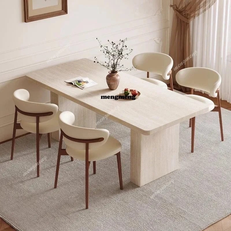 Mid-Century Style Slate Dining Tables Italian Luxury Designer Restaurant Dining Table Chair Set Balcony Home Furniture