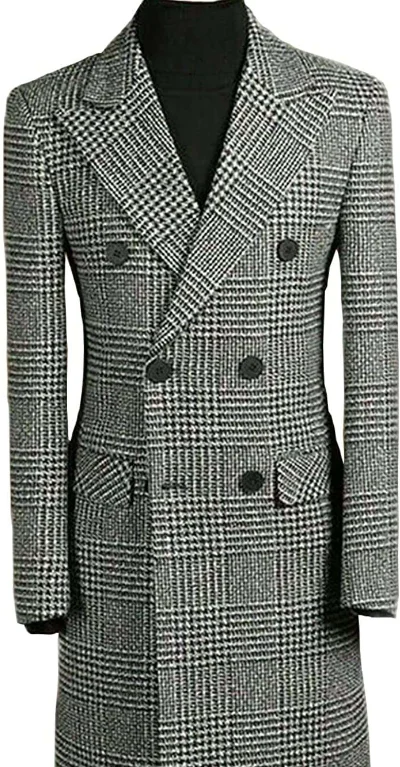 

Настраиваемый размер и цвет, мужской клетчатый весенне-осенний костюм, классическое деловое теплое пальто для мужчин