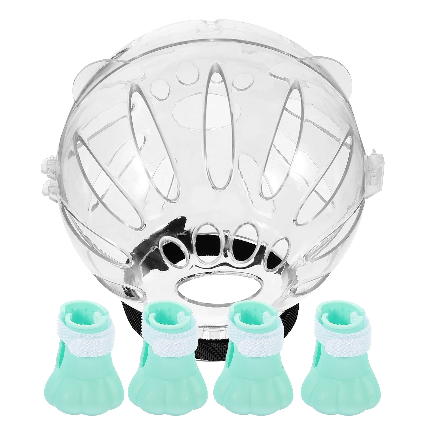 

1 Set Transparent Breathable Anti-Licking Recovery Hood Adjustable Size Claw Protector Cat Recovery Cat Surgery