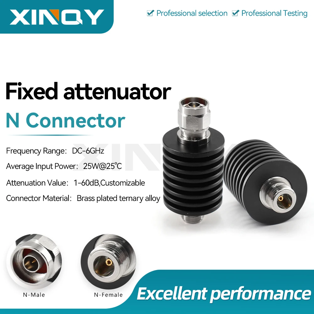 attenuatore-coassiale-rf-xinqy-tipo-n-da-25w-6ghz-50Ω-valori-di-attenuazione-1-3-5-6-10-20-30-40db