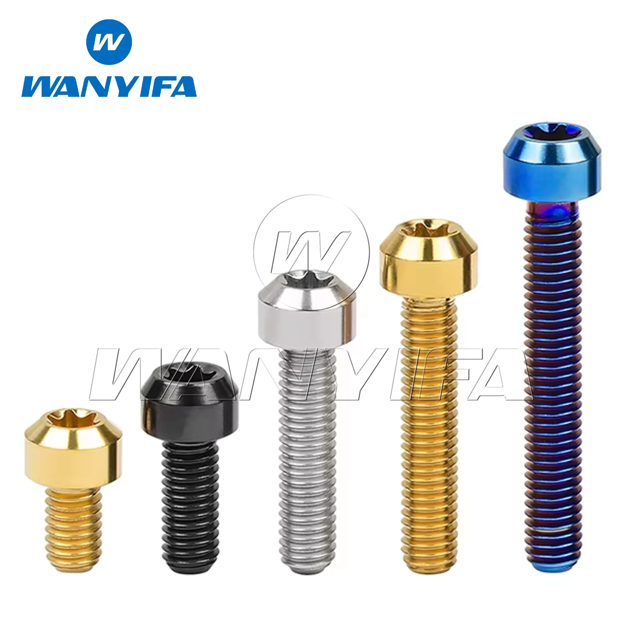 Wanyifa Titanium Bolt M6x 10 15 20 25 30 35 40 45 50 60 65 70 80mm Torx Head Ti Screws for Bicycle Motorcycle