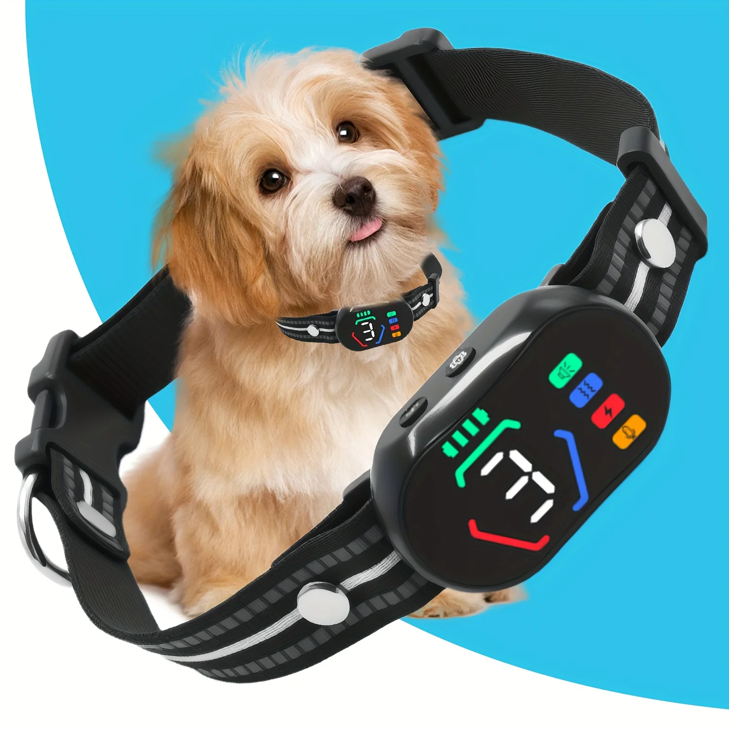 

Safety, Quiet, Rechargeable Smart Color Screen Anti-Barking Device with Electric Training Mode for Dogs - Multiple Modes Availab