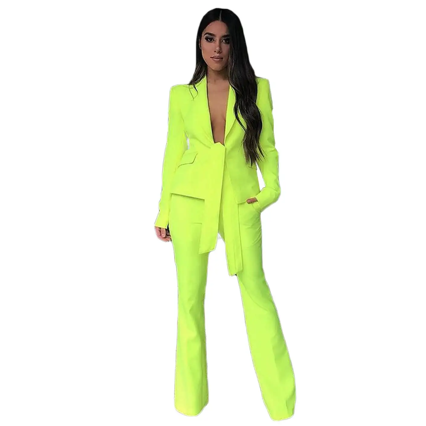 Women Wedding Tuxedos Bright Green Pants Suits Sets 2 Pcs Blazer Luxury Costumes Tailored Jacket Prom Dress