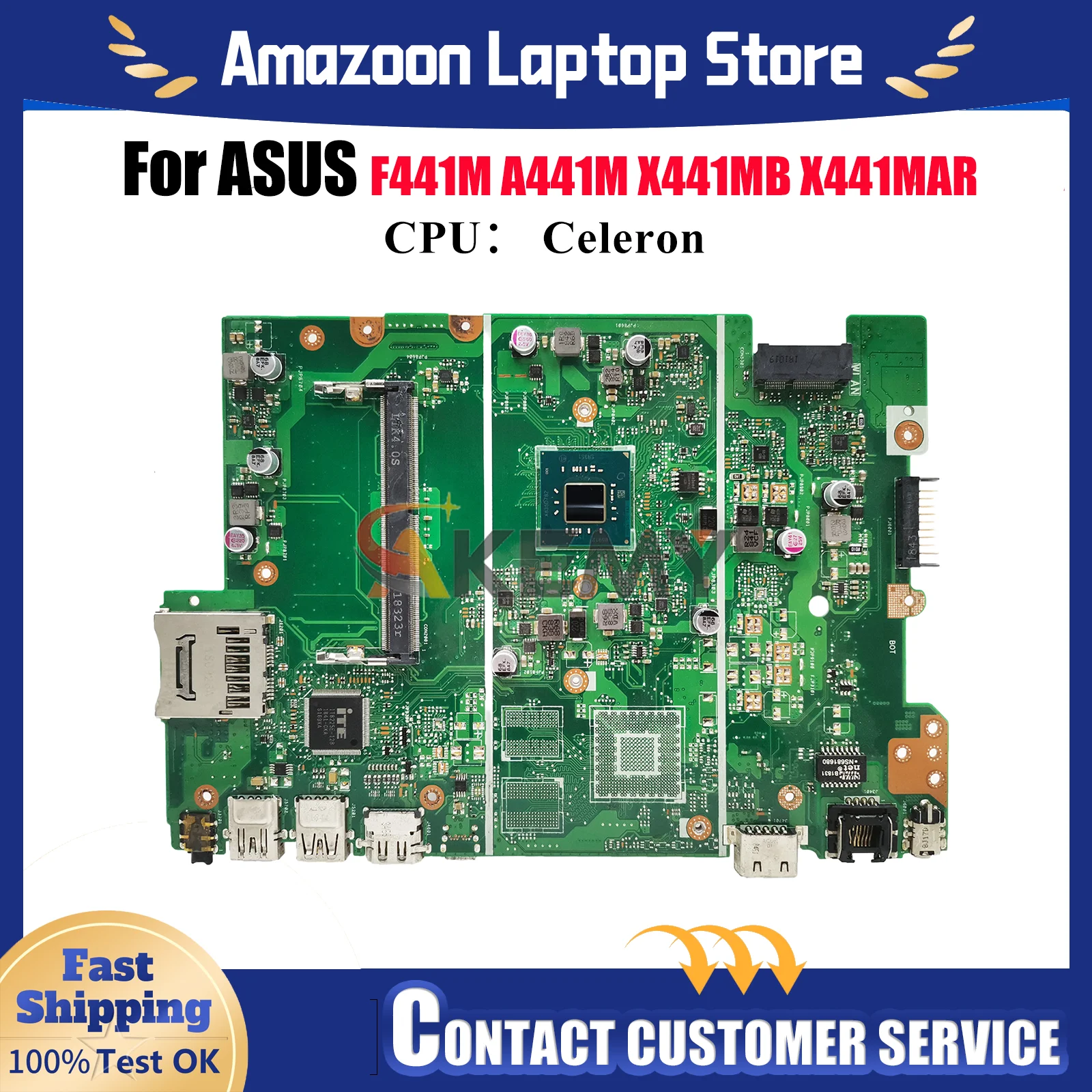 

X441MA Материнская плата для ноутбука ASUS VivoBook A441M X441M X441MAR X441MB F441M Материнская плата для ноутбука с процессором Celeron 107% теста в порядке