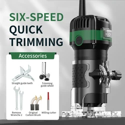 800W Electric Wood Router Woodworking Electric Trimmer Engraving Slotting Trimming Carving Machine Kit With 6.35 Milling Cutter